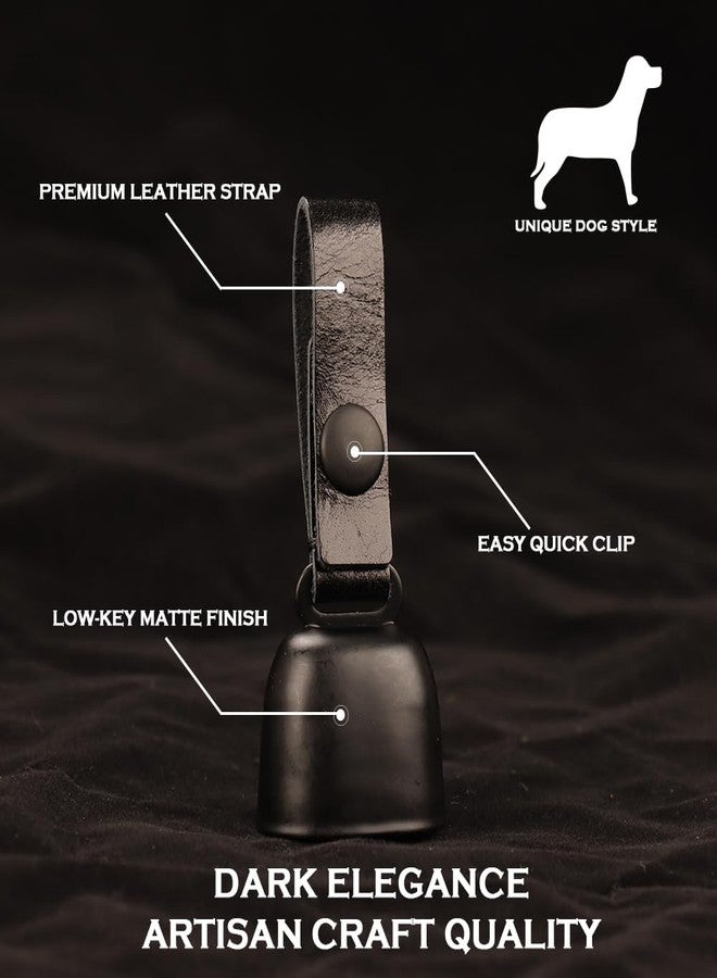 kcrygogo All-Black Dog Bell Set with Genuine Leather Strap, Matte Black Loud Jingle Bell, High-End Stylish Design, Quick Clip, Fits Most Dog Collars, Includes 2 Bells & 2 Pet ID Trackers - Image 5